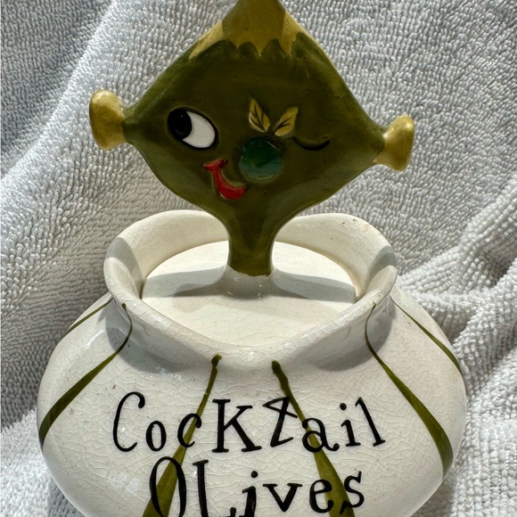 Holt Howard Other - Pixieware - Ceramic Olive Jar with Green Accents